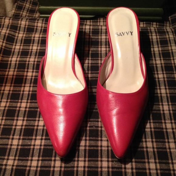 Price cut .Real leather Blood Red Mules