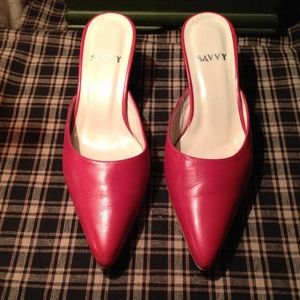 Price cut .Real leather Blood Red Mules