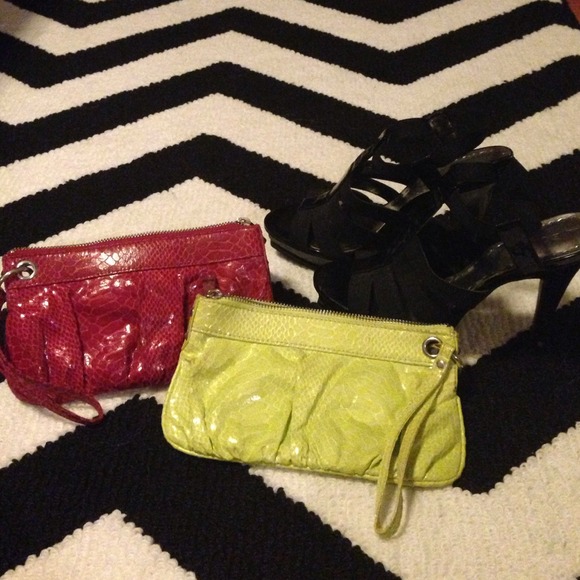 EXPRESS fuchsia and lime green wristlets!