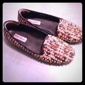 Steve Madden leopard gold stud loafers size 8.5.