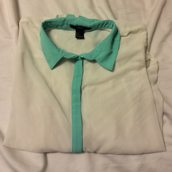 Sheer white and mint blouse