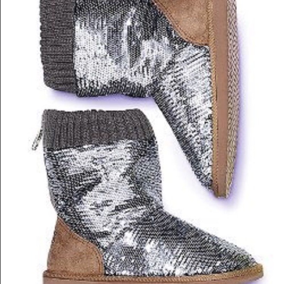 Victoria's Secret Silver Sequin Booties