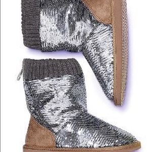 Victoria's Secret Silver Sequin Booties