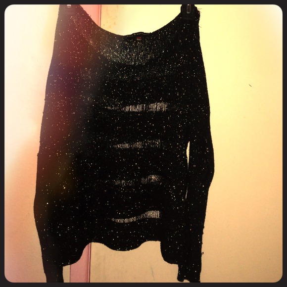 Shimmery off the shoulder sweater