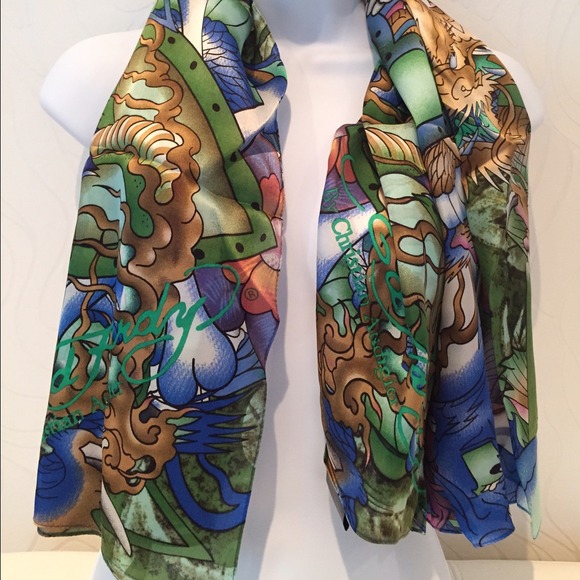 Ed Hardy Silk Skull Scarf
