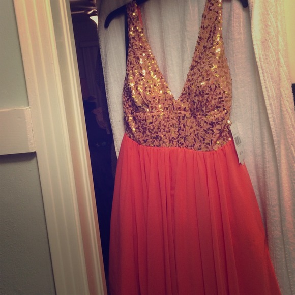 Coral/Gold party dress from Nordstrom