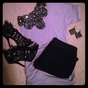 One shoulder unique decorative shirt. Medium