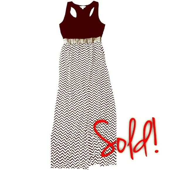 B&W Chevron Print Maxi Dress