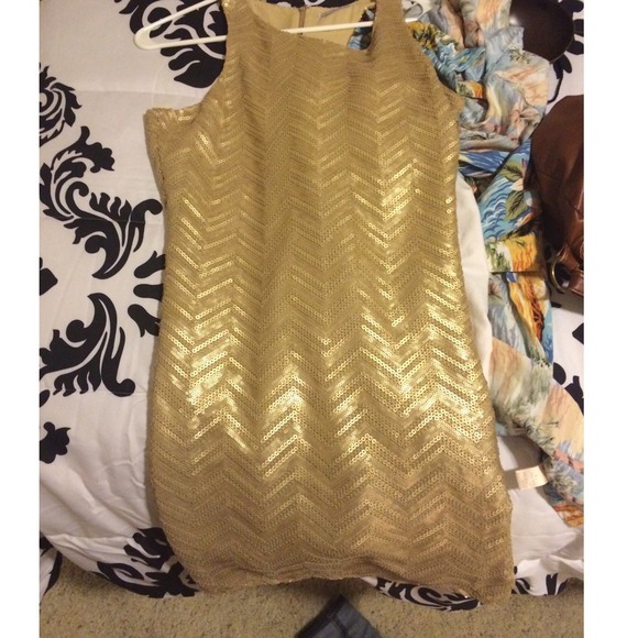 gold sequin dress