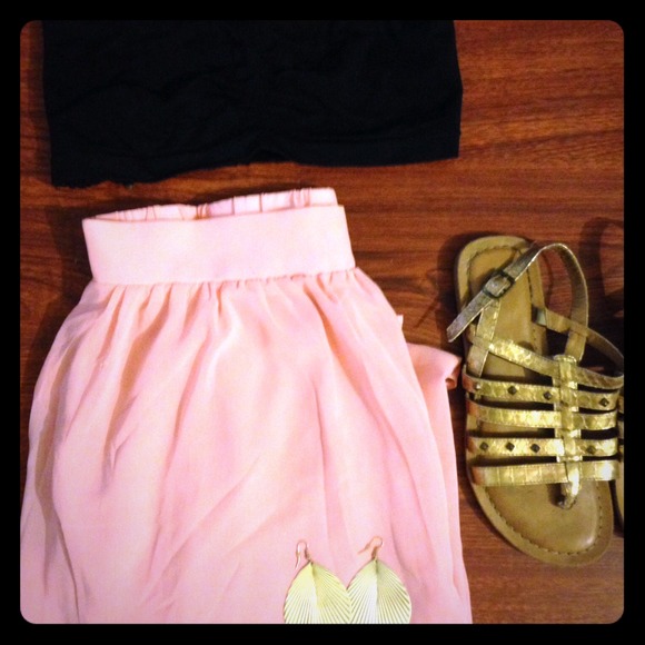 Pink chiffon maxi  skirt