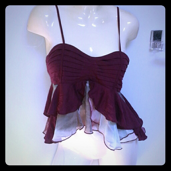 Free People Tops - Free People Maroon Flutter Crop Top
