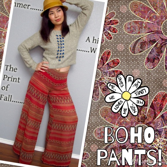 Vintage Pants - Boho Wide Leg Pants