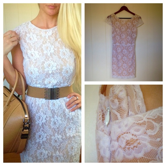 NWT Bebe White Lace Dress - Picture 2 of 4