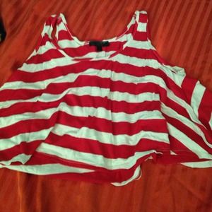 Red and white striped crop top