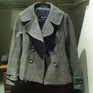 Gray wool peacoat
