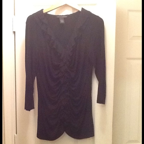 Black rayon-spandex top.