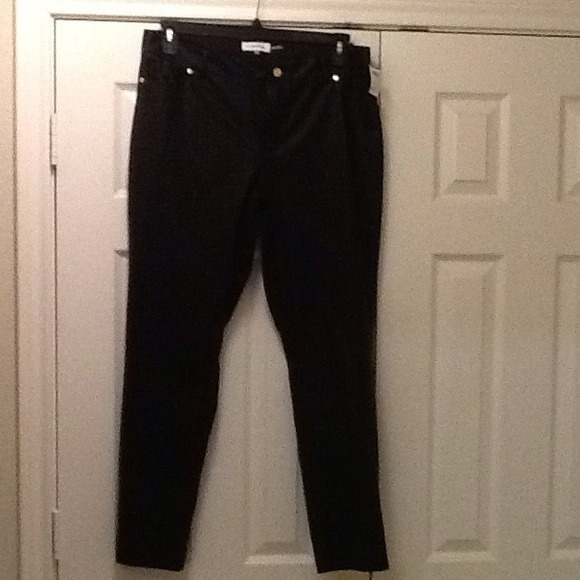 Calvin Klein faux leather jeans.