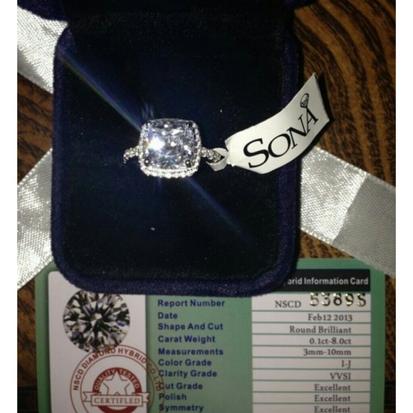 AuTh 3ct cushion diamond wedding ring 4 5 6 7 8