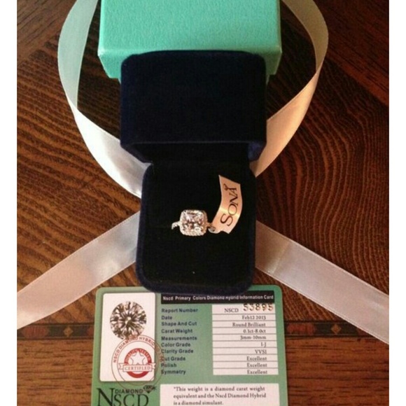AuTh 3ct cushion diamond wedding ring 4 5 6 7 8