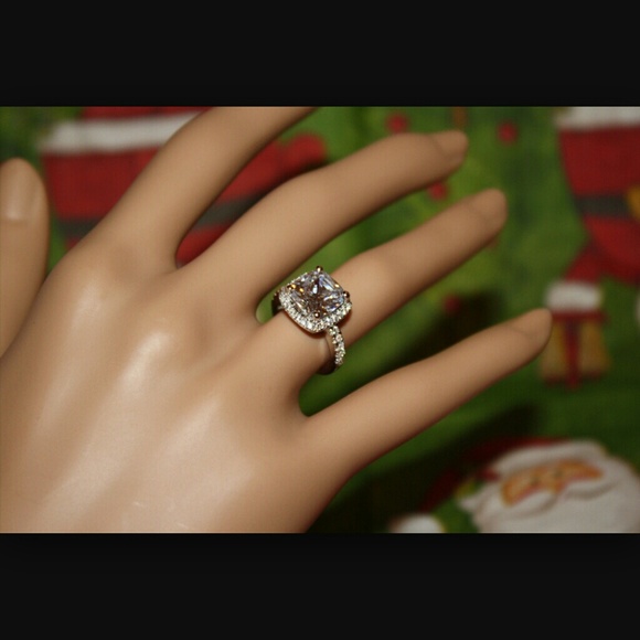 AuTh 3ct cushion diamond wedding ring 4 5 6 7 8