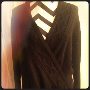 Plus Size Black Cross Front Sweater