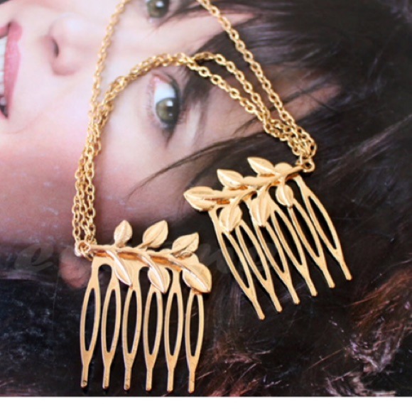 Golden tone leaf hair cuff comb - Picture 3 of 3