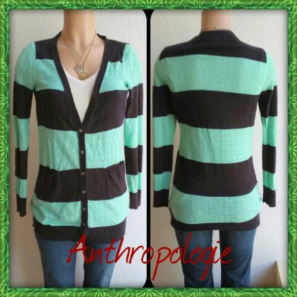 Anthropologie Sweaters - ANTHROPOLOGIE YELLOW BIRD STRIPE CARDIGAN