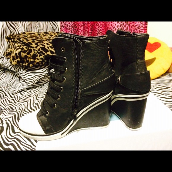 Black Wedge Sneakers. From $20-$8