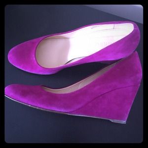 Jcrew Martina pink suede wedge pumps sz8