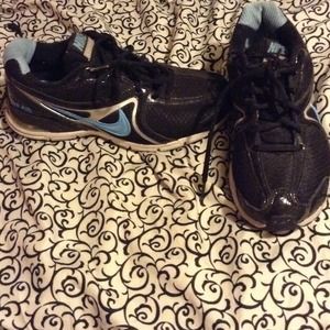 black and baby blue Nike air