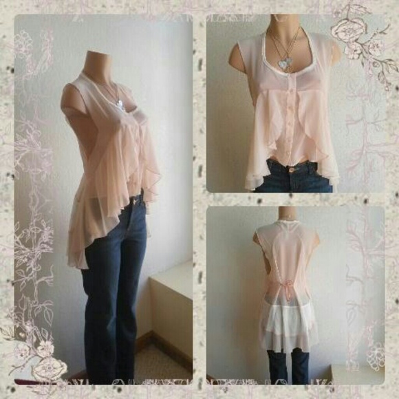 *BUNDLED*FREE PEOPLE NEW ROMANTICS SHEER TOP - Picture 2 of 3