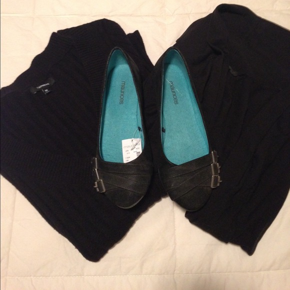 Bundle-- 1 sweater 1 cardigan top and black flats
