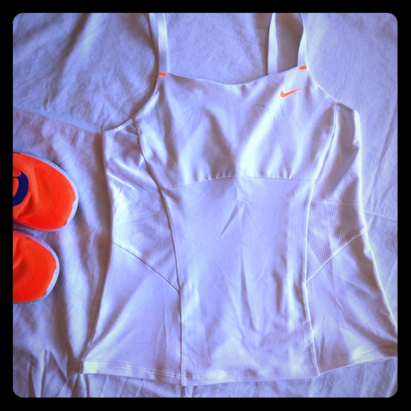 Nike White and Orange Top