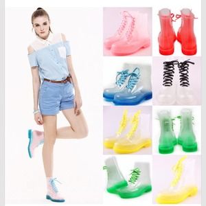 transparent rain/combat boots 🌸
