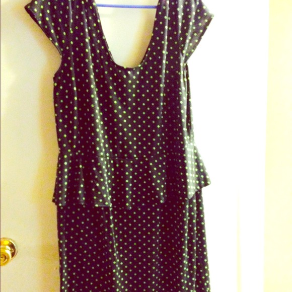 Green polka dot peplum dress size 2x