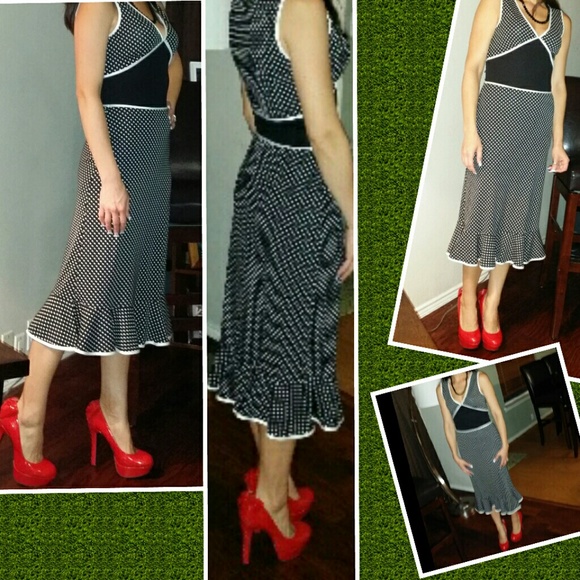 Express black & white polka dot dress Size 1/2