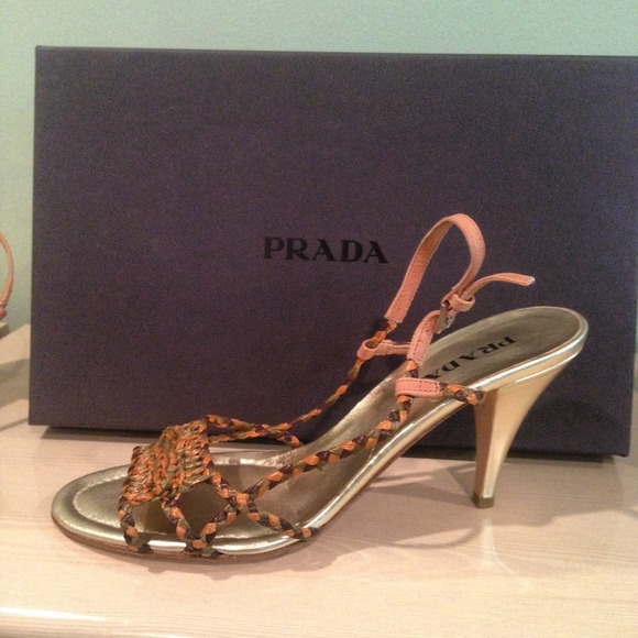 Prada gold weaved sandals