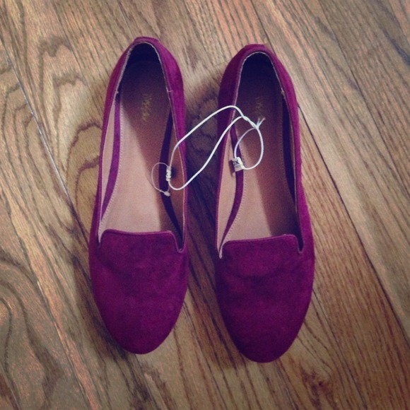 Maroon suede loafers