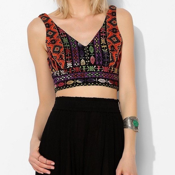 Urban Outfitters Embroidered Crop Top