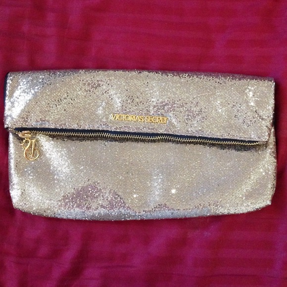 Victoria Secret gold sequins clutch