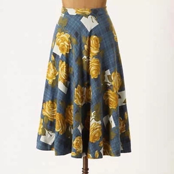 Anthropologie Odille Settee Roses Skirt NWOT sz 10 - Picture 2 of 3