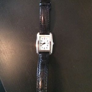 Swiss Army black leather band watch