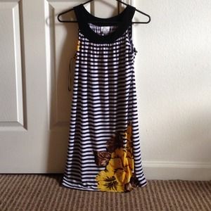 Black and white dress with yellow flowers
