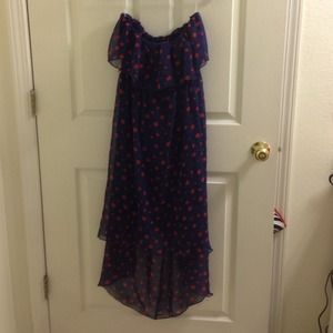 Navy and red high low dress