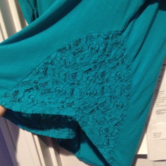 Teal cut out lace design