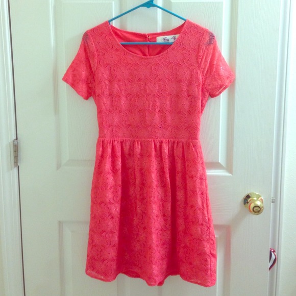 Coral dress with buttons on back