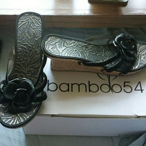 Bamboo 54 Flower Wooden Strappy Heel - Indonesia