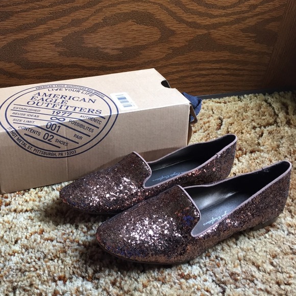 American Eagle Outfitters bronze sequin loafers