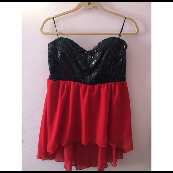 Red and Black sparkly top
