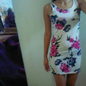 White with Flowers bodycon dress